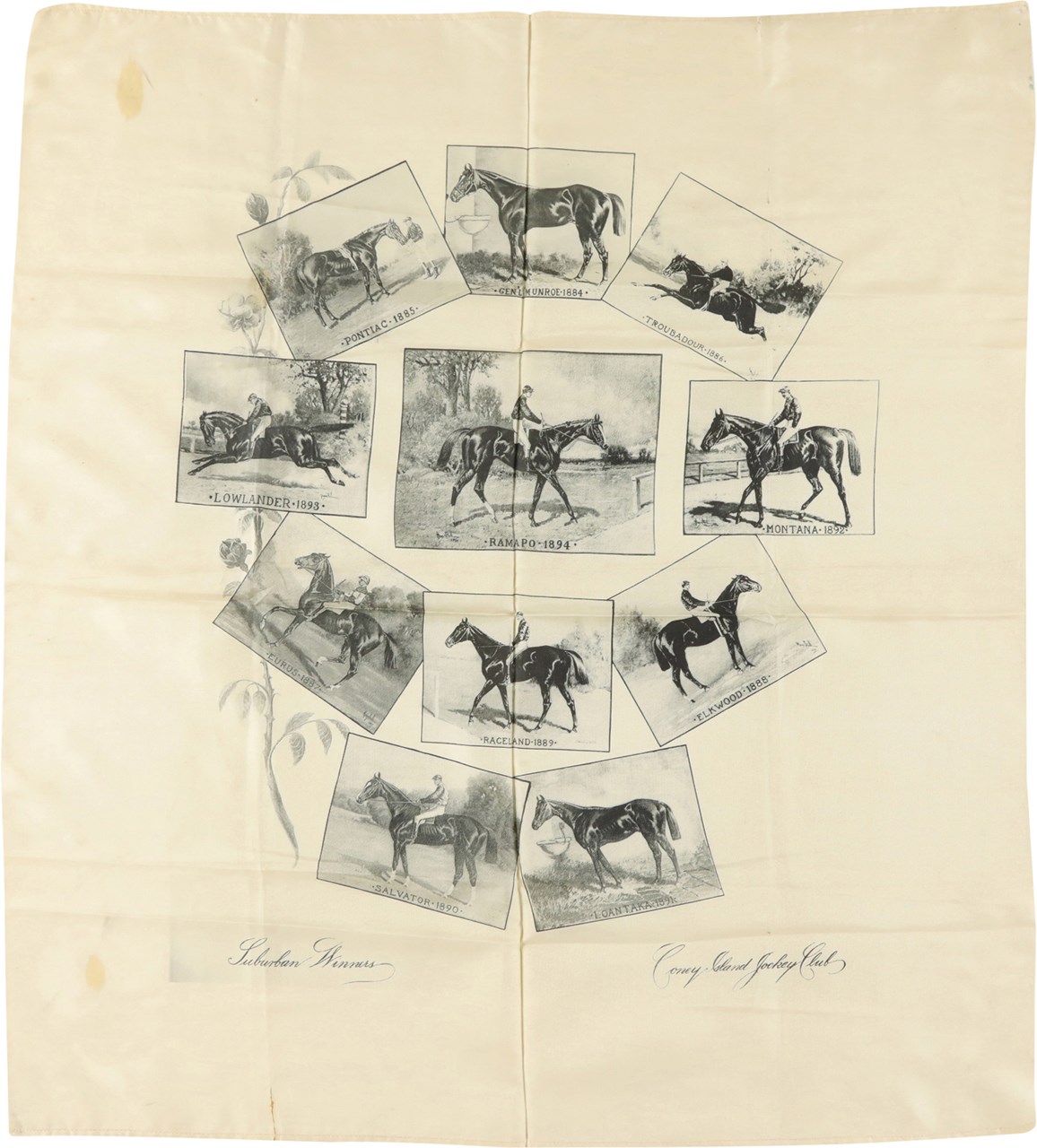 - Stunning Silk Showing the 11 Winners of the Suburban Handicap from 1884 Through 1894