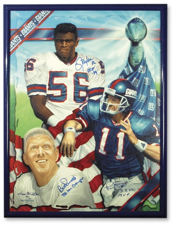 - Lawrence Taylor, Phil Simms, & Bill Parcells Signed Print (29x38”)