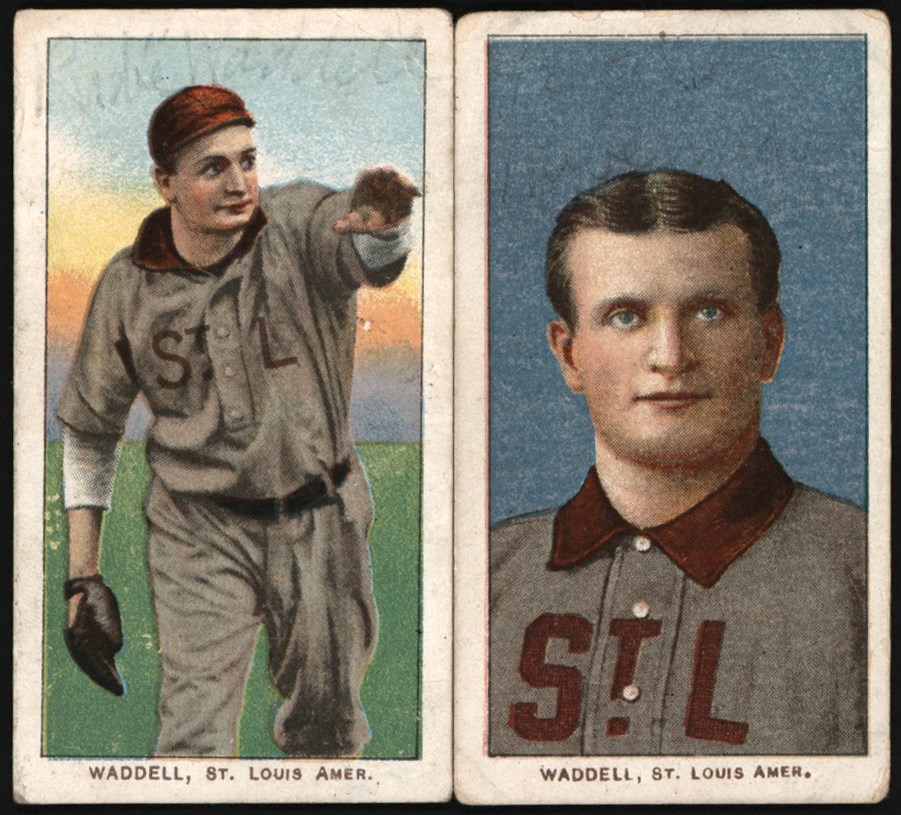 - 909-1911 T206 Rube Waddell Piedmont 350 Back Card Duo