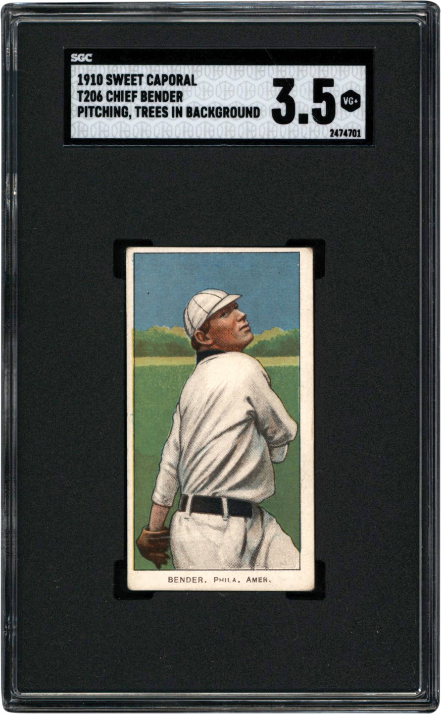 - 1909-1911 T206 Chief Bender Pitching Trees in Background SGC VG+ 3.5