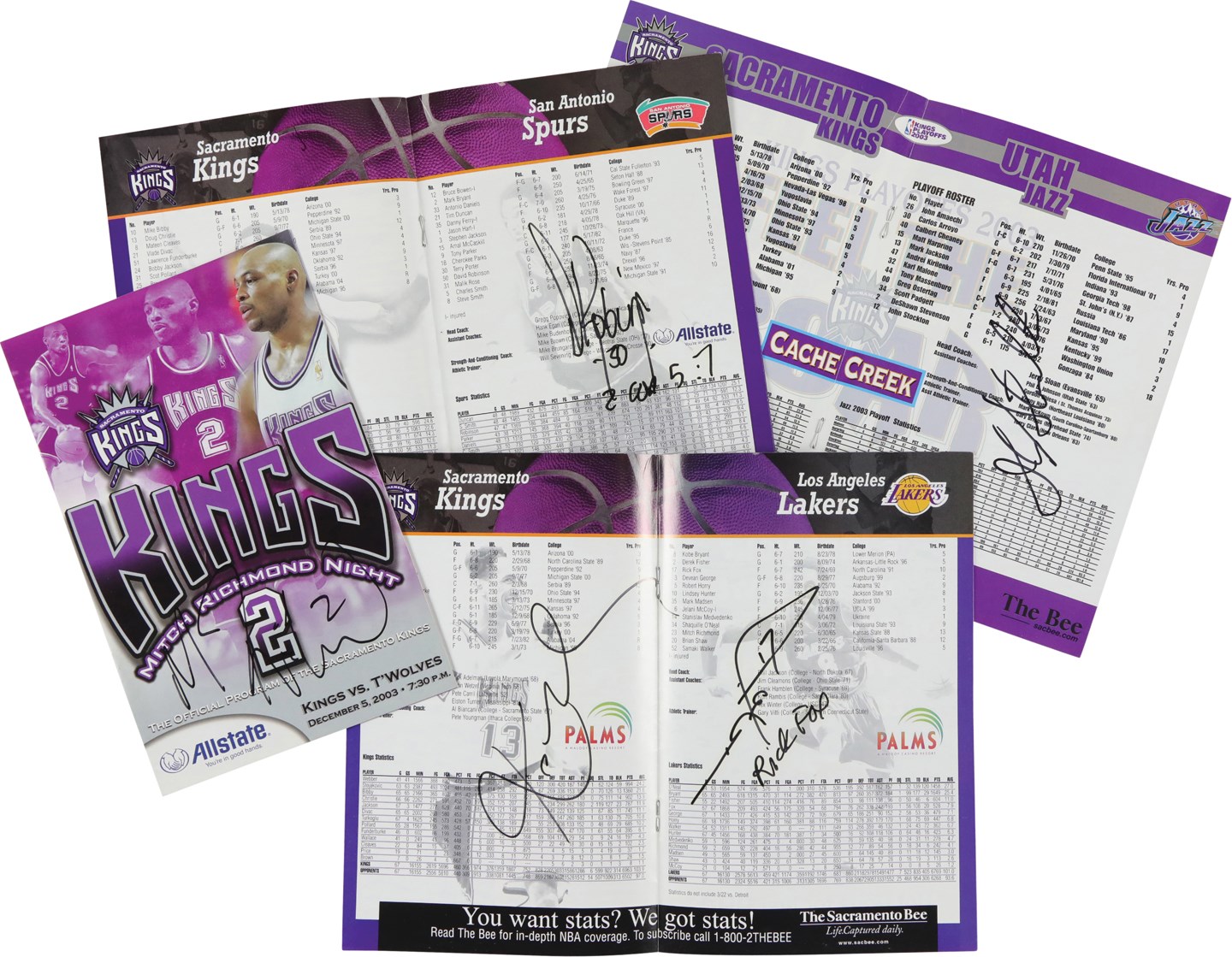 - Sacramento Kings Signed Program Collection (4) Including John Stockon's Last Game, Plus Kobe Bryant and David Robinson