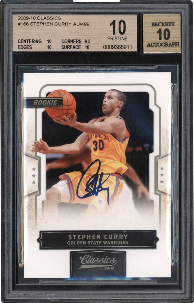 - 009-2010 Panini Classics #166 Stephen Curry Rookie Autograph Card #349/499 BGS PRISTINE 10 Auto 10