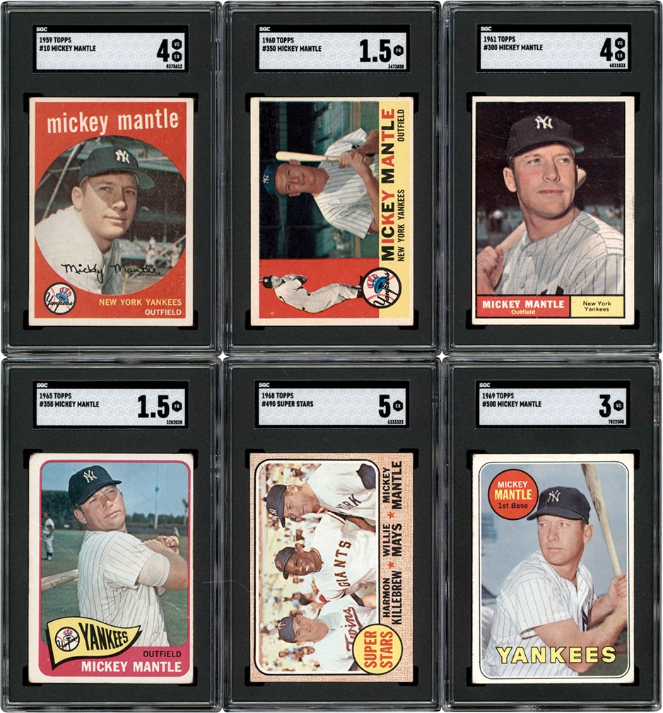 1959-1969 Topps Mickey Mantle Collection (6) All SGC