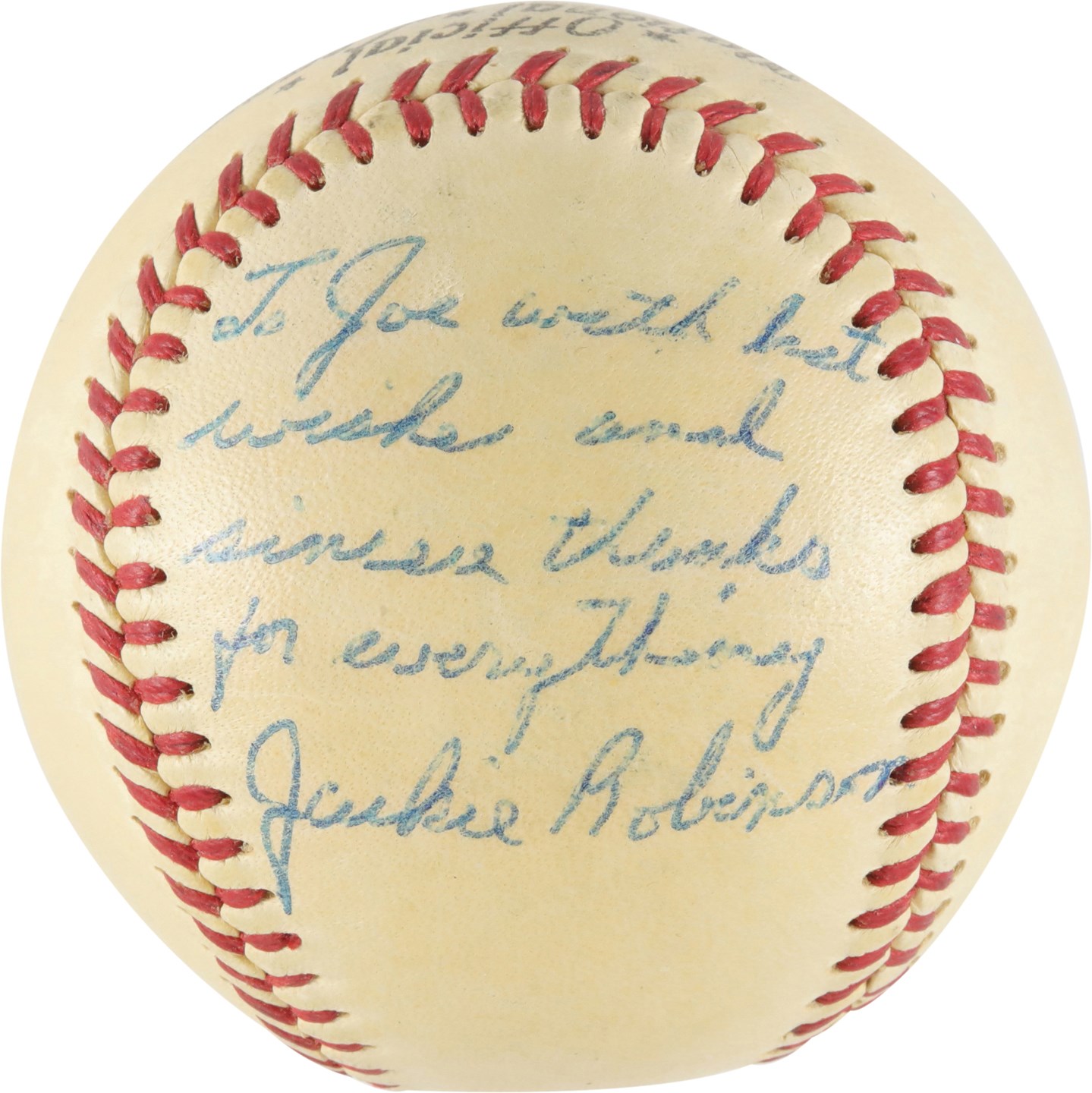 - Jackie Robinson Signed and Inscribed Baseball (PSA)