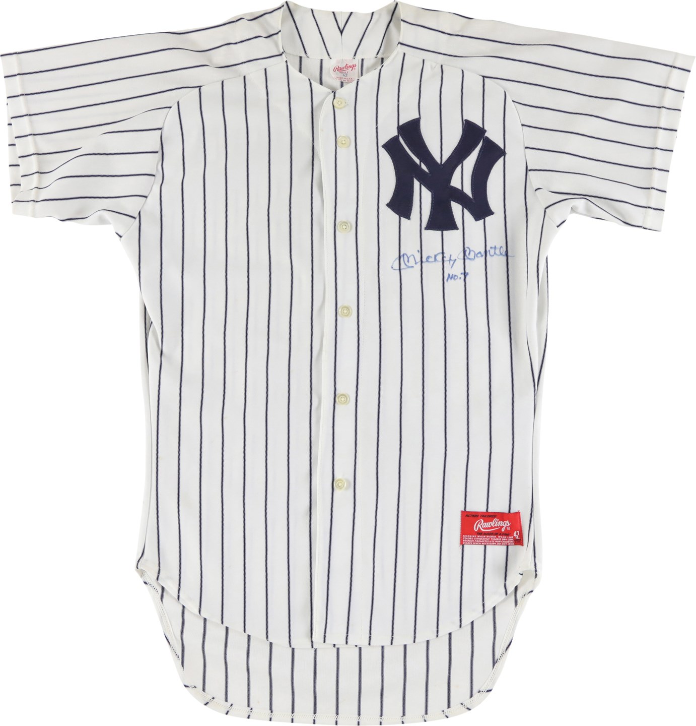 Baseball Autographs - Mickey Mantle Signed New York Yankees Jersey with No. 7 Inscription