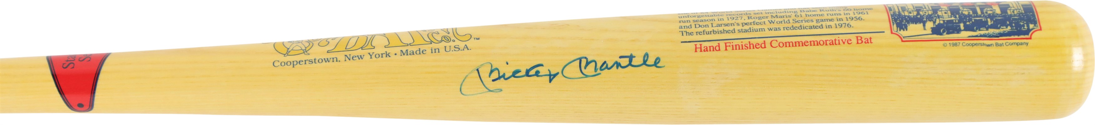Baseball Autographs - Mickey Mantle Autographed Cooperstown Yankee Stadium Bat