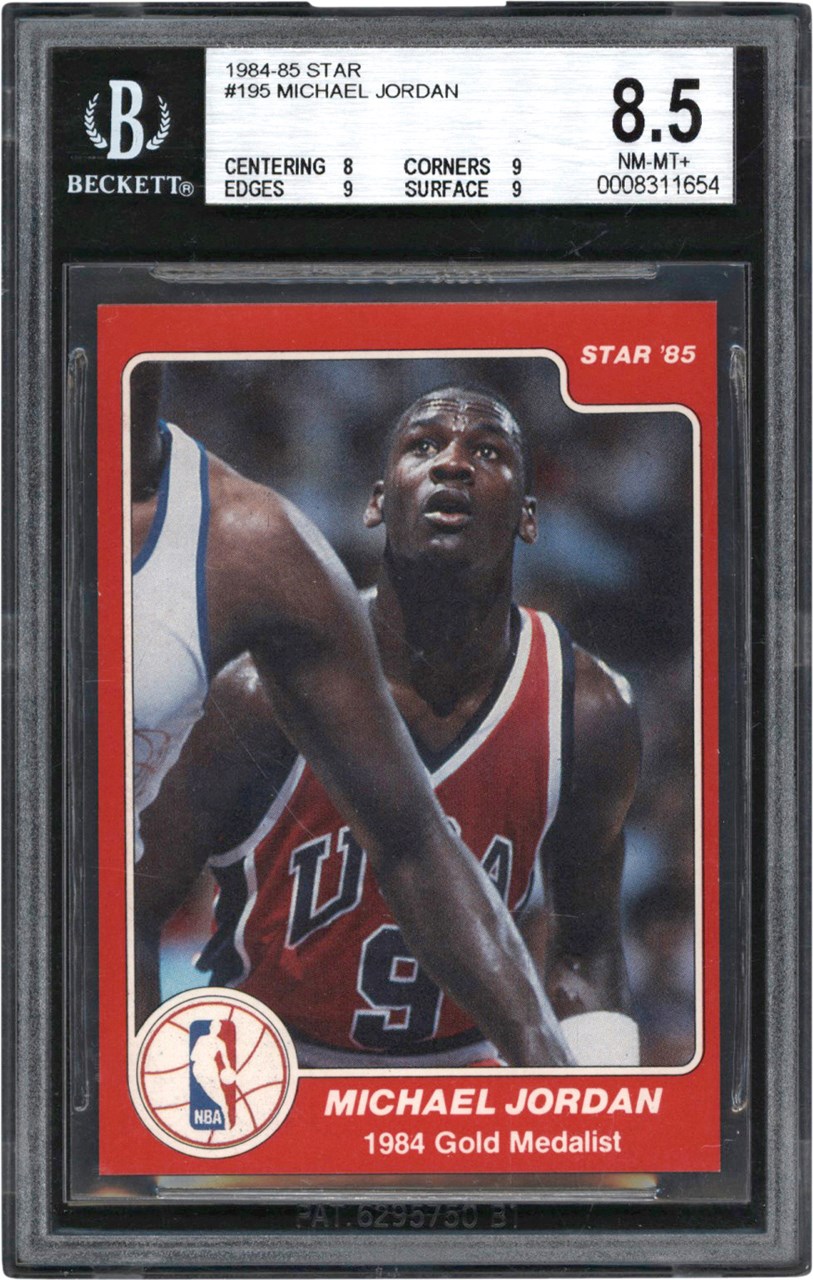 - 984-1985 Star Co Basketball #195 Michael Jordan Card BGS NM-MT+ 8.5