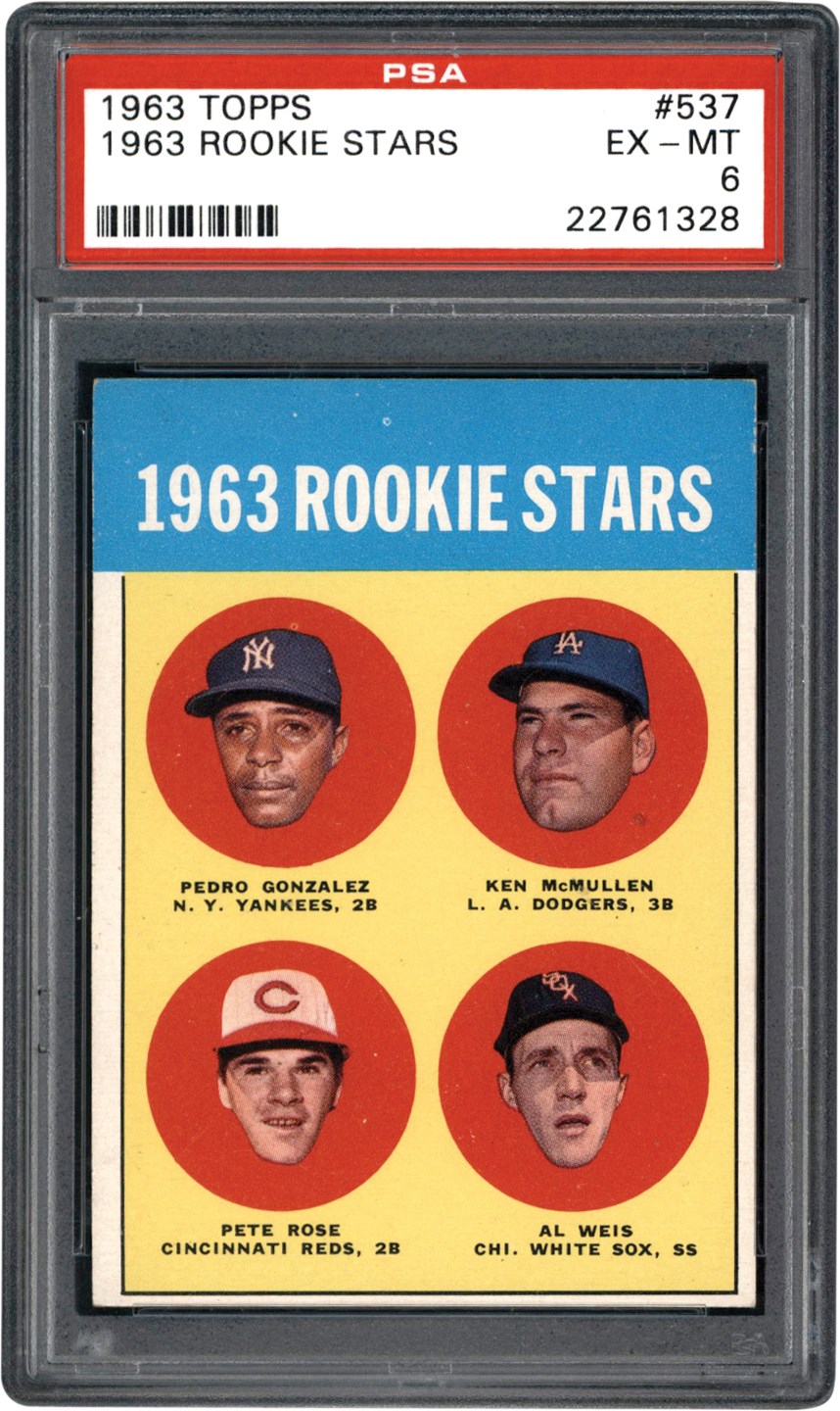 - 1963 Topps Baseball #537 Pete Rose Rookie Card PSA EX-MT 6