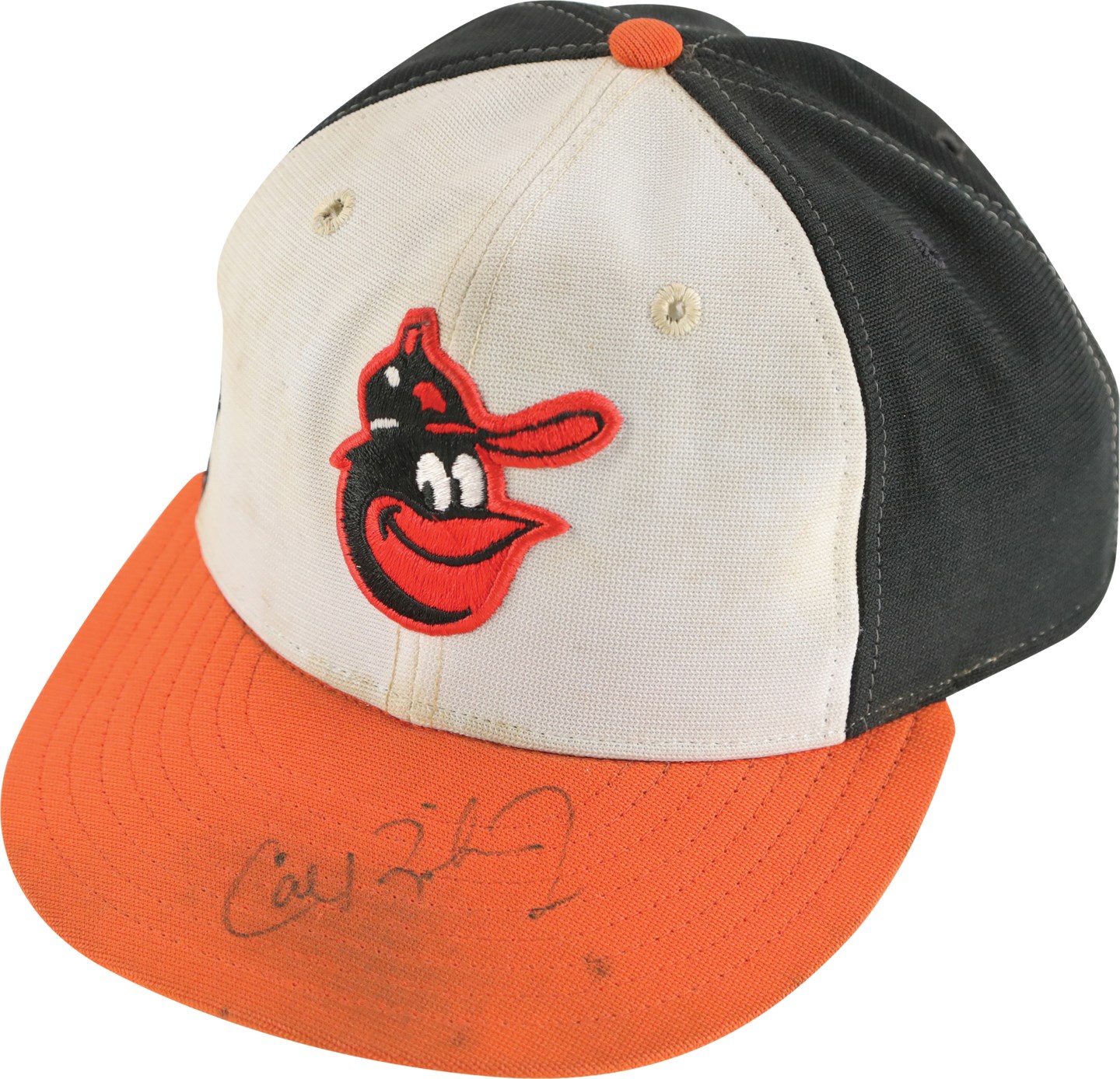 Baseball Equipment - Rookie Era Cal Ripken Jr. Baltimore Orioles Signed Game Used Hat (PSA)