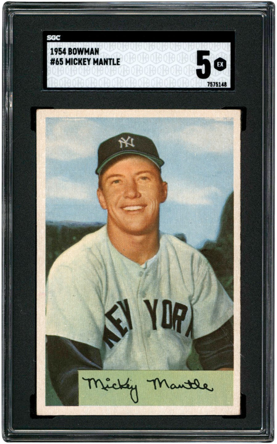 - 1954 Bowman Baseball #65 Mickey Mantle Card SGC EX 5