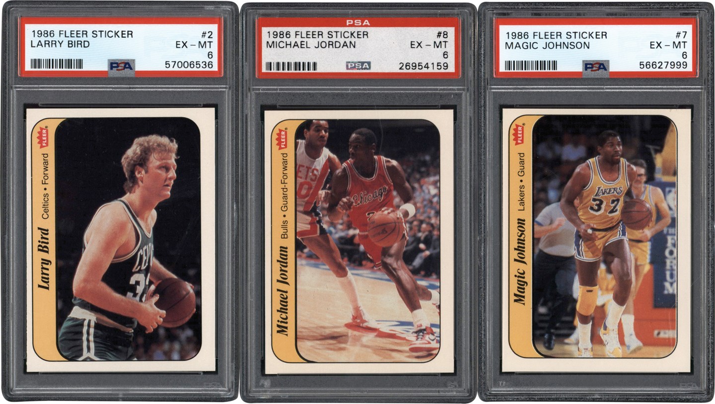1986-1987 Fleer Basketball Stickers Complete Set w/Jordan Rookie - All PSA 6
