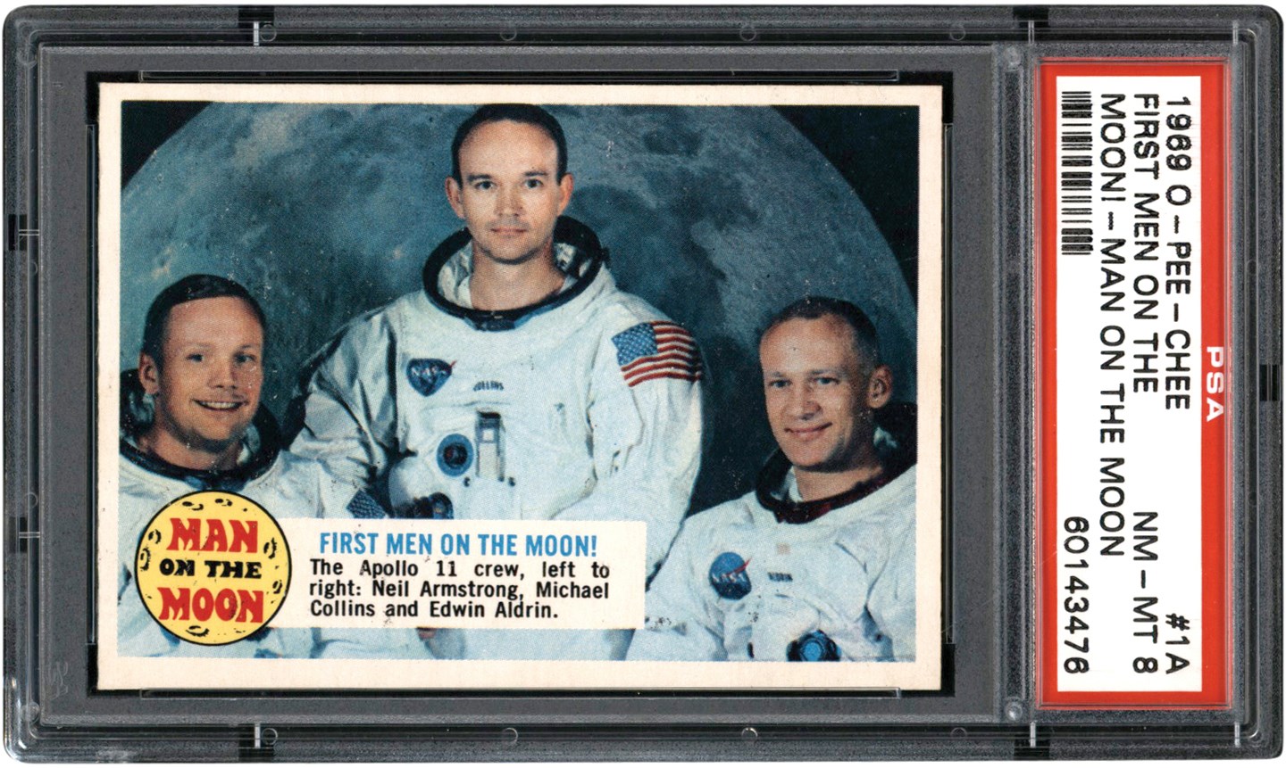 Non-Sports Cards - 1969 O-Pee-Chee Man On The Moon #1A First Men On The Moon PSA NM-MT 8 (Pop 1 None Higher)