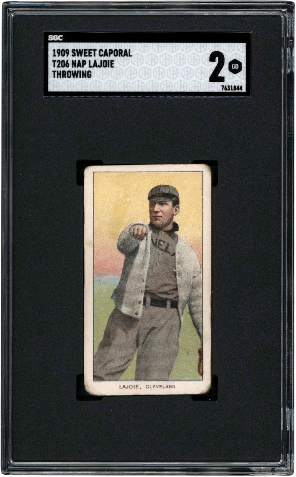 - 909-1911 T206 Nap Lajoie-Throwing Caporal 150 Back Card SGC GD 2