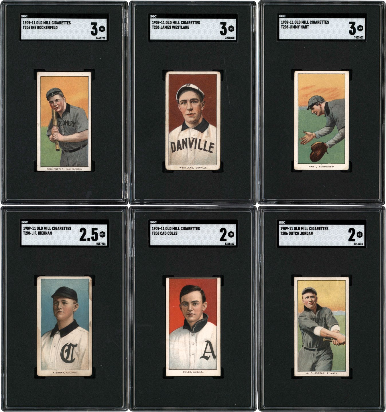 909-1911 T206 Old Mill Southern League Collection (12) All SGC