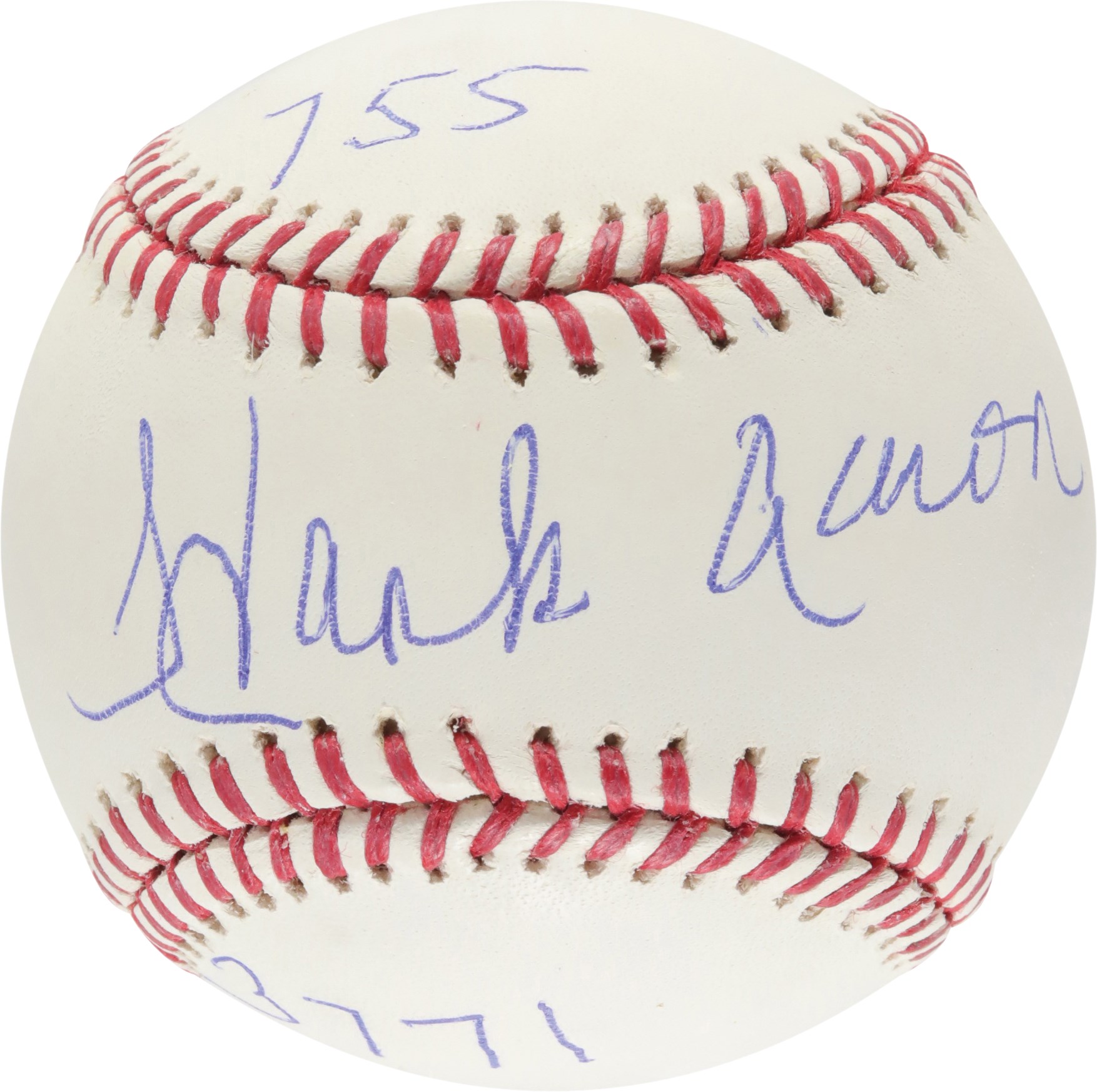 Baseball Autographs - Hank Aaron "755 & 3,771" Signed Inscribed Stat Baseball (PSA)