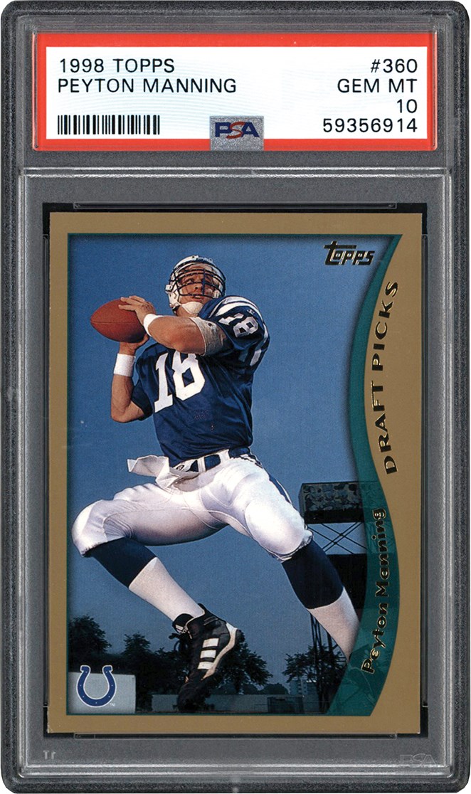 - 1998 Topps Football #360 Peyton Manning Rookie Card PSA GEM MINT 10