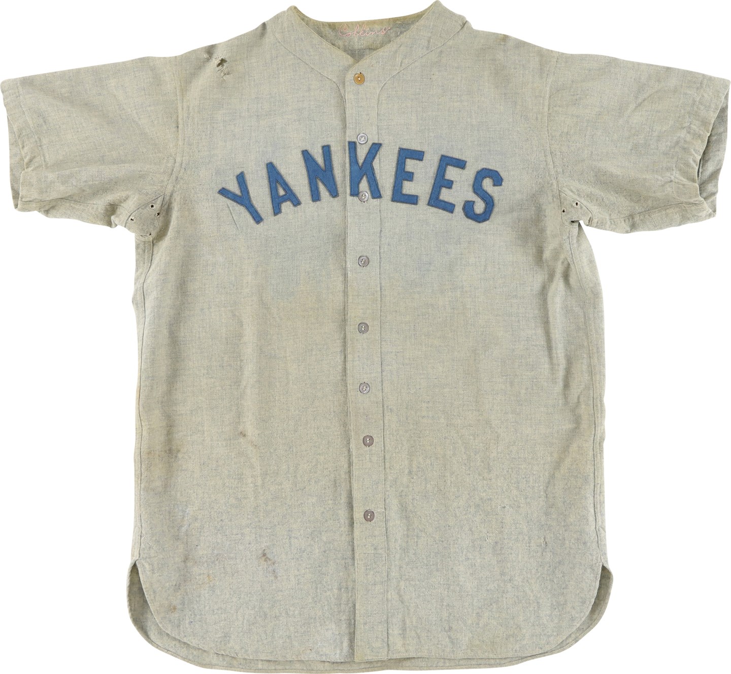Baseball Equipment - Circa 1927 Pat Collins New York Yankees Game Worn Jersey