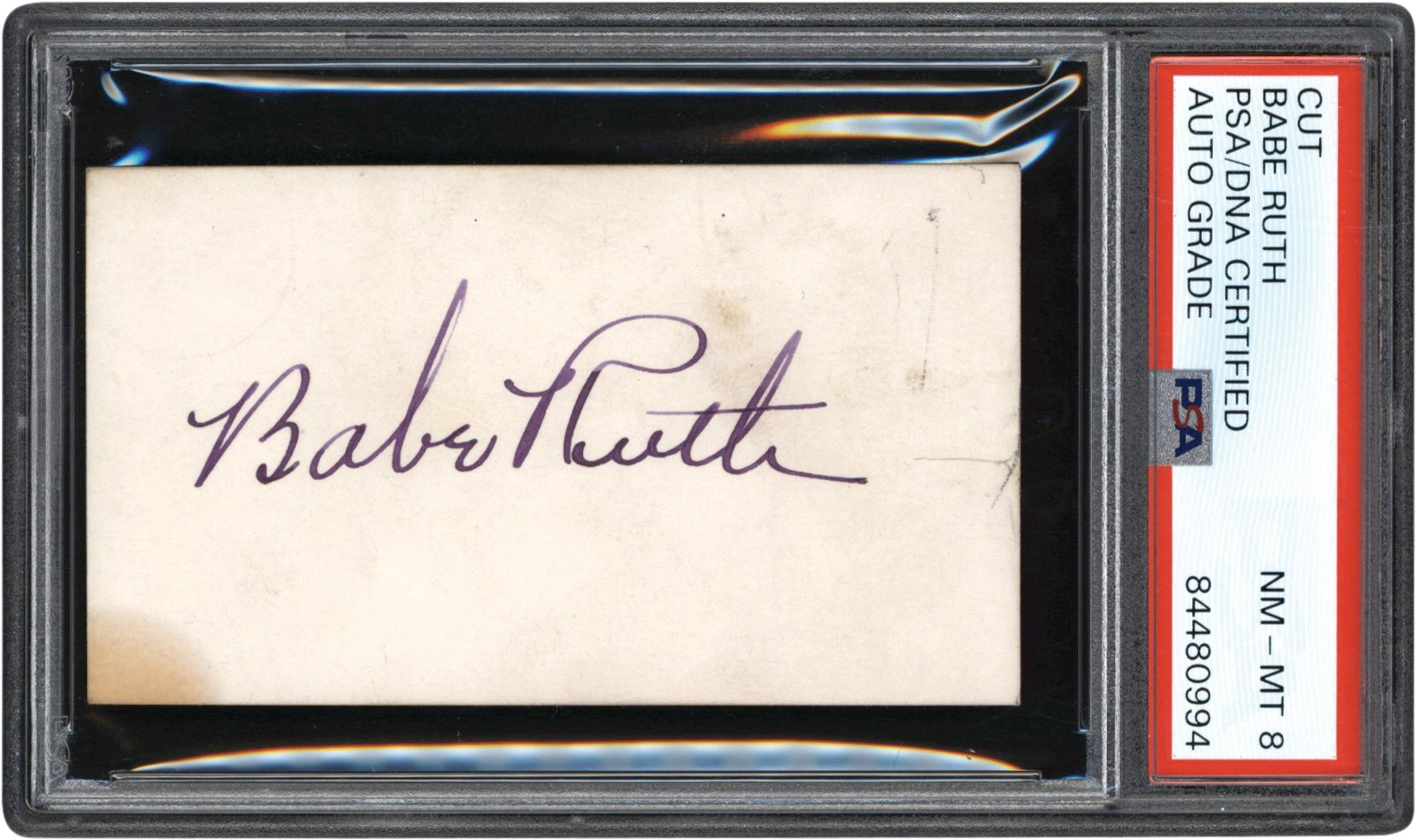 Ruth and Gehrig - Gorgeous Babe Ruth Autograph with Provenance (PSA NM-MT 8 Auto)