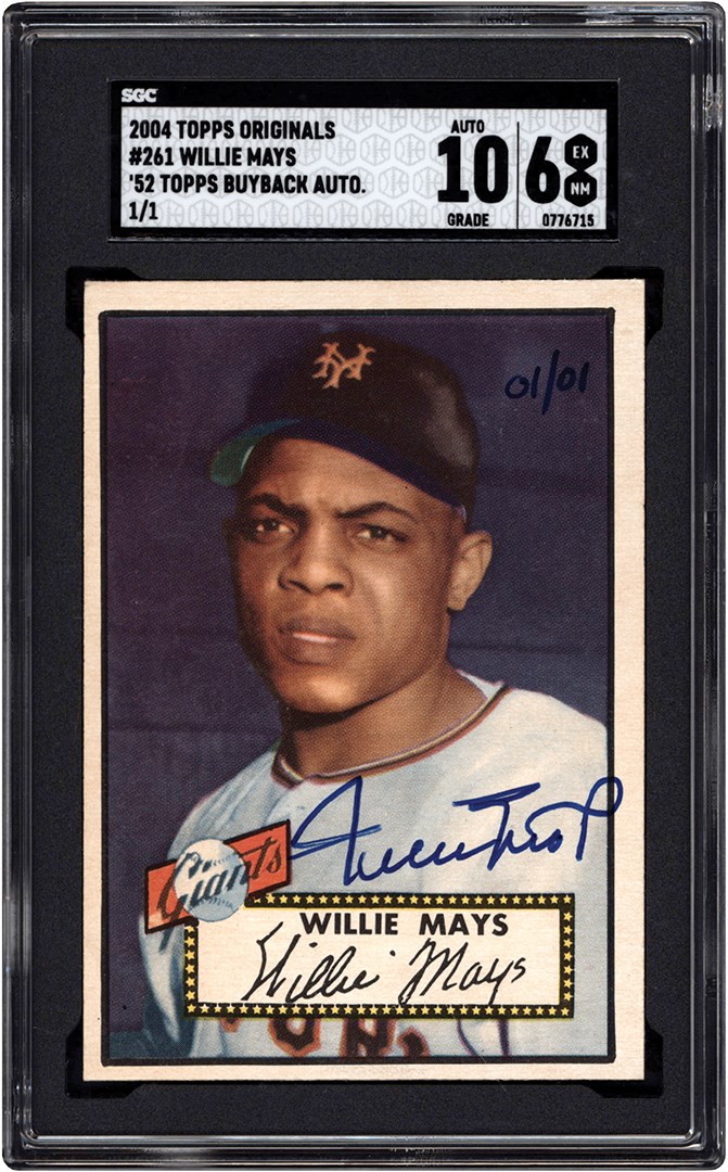 - 952 Topps '04 Topps Originals Buyback #261 Willie Mays Signed Rookie Card #1/1 SGC EX-MT 6 - Auto 10