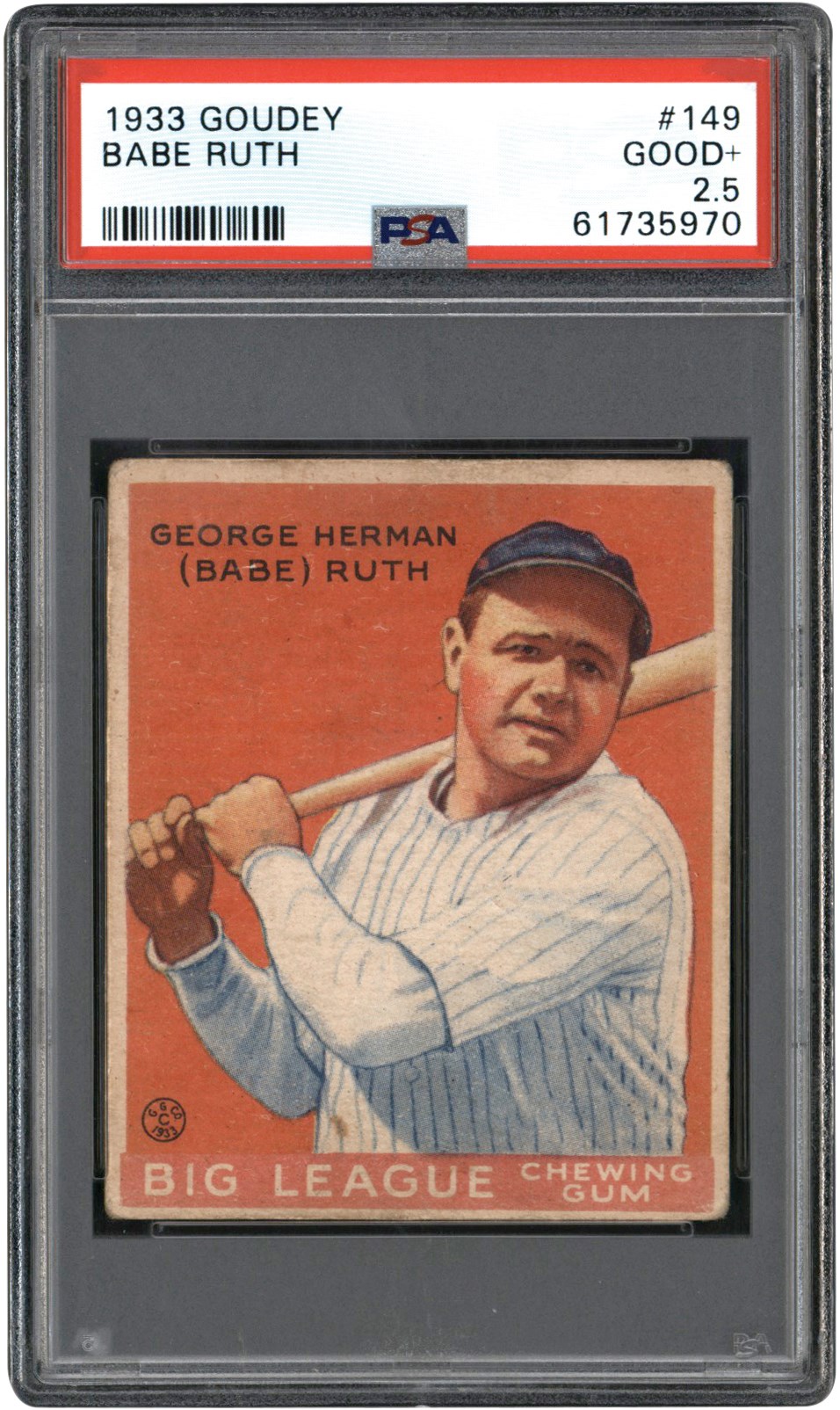 - 1933 Goudey #144 Babe Ruth PSA GD+ 2.5