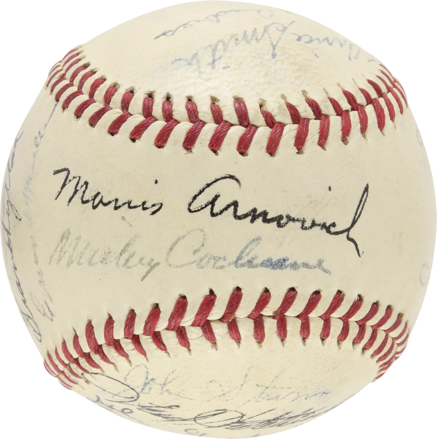 Baseball Autographs - 1943 WWII Navy Team-Signed Baseball w/Cochrane & Feller (PSA)