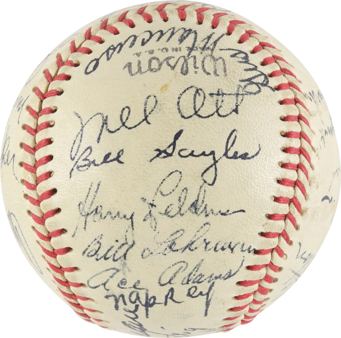 Baseball Autographs - 1943 New York Giants Team-Signed Baseball w/Mel Ott (PSA)
