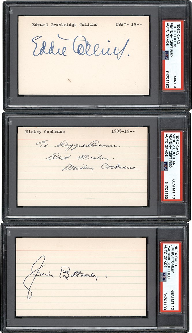 The New England Autograph Collection - Hall of Fame Signed Index Card Collection (11) - All PSA Encapsulated