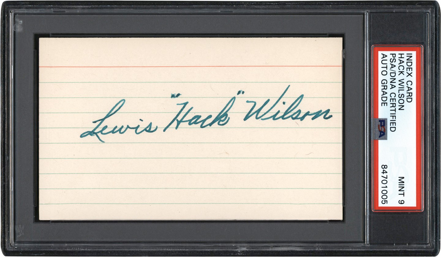 The New England Autograph Collection - Hack Wilson Signed Index Card PSA MINT 9