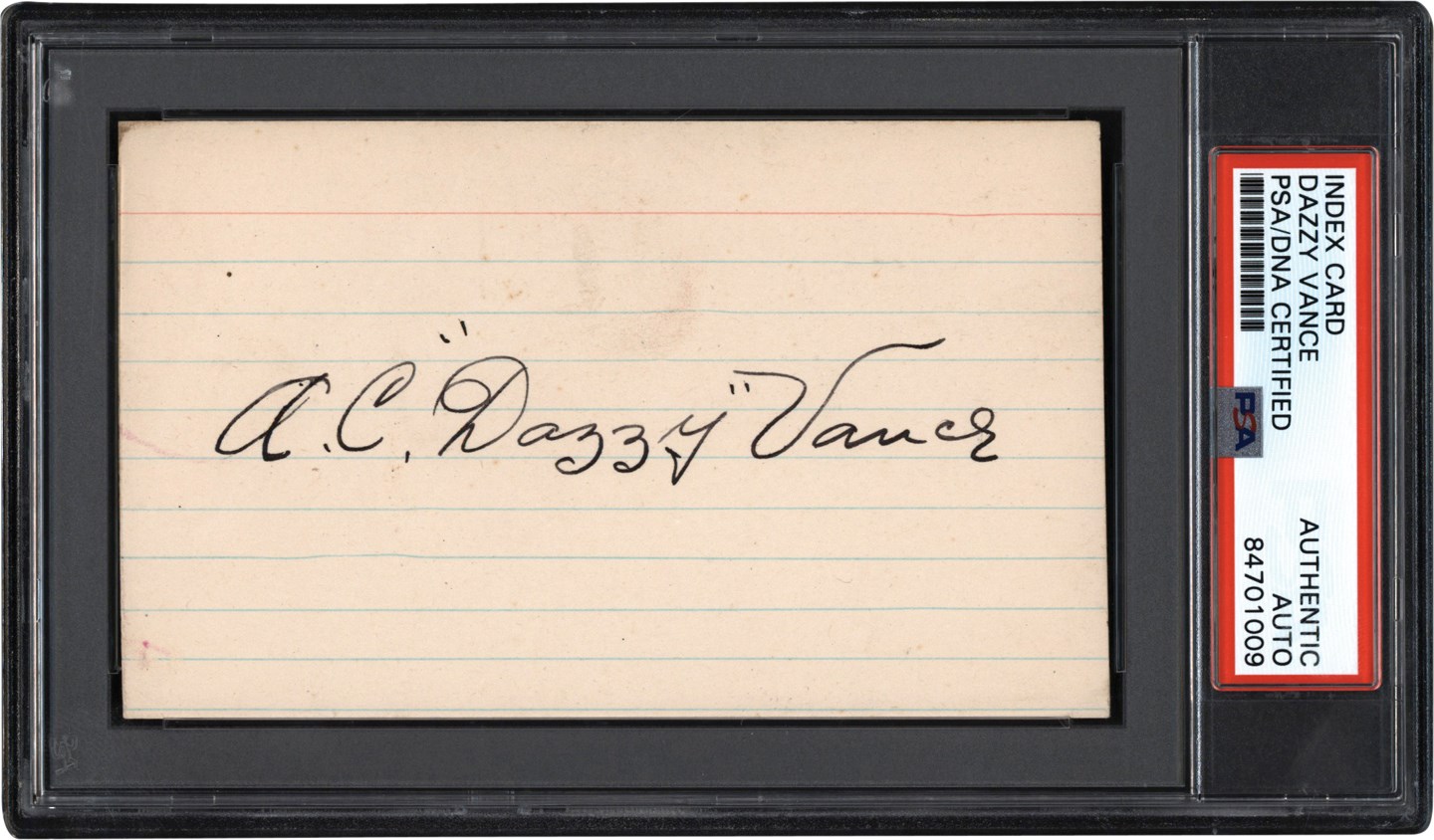 - Dazzy Vance Signed Index Card (PSA)