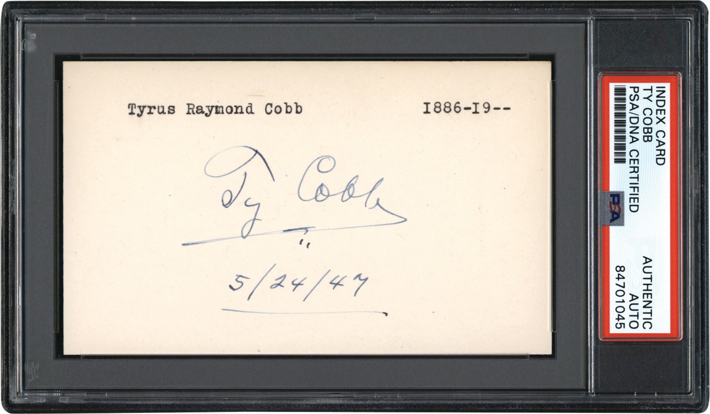 - Ty Cobb Signed Index Card (PSA)