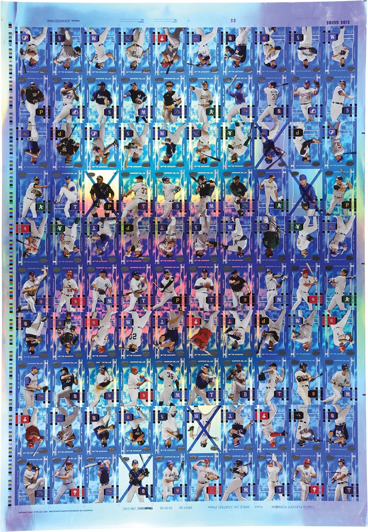 - 2003 Leaf Certified Mirror Blue 100-Card Uncut Sheet - Only Known Example
