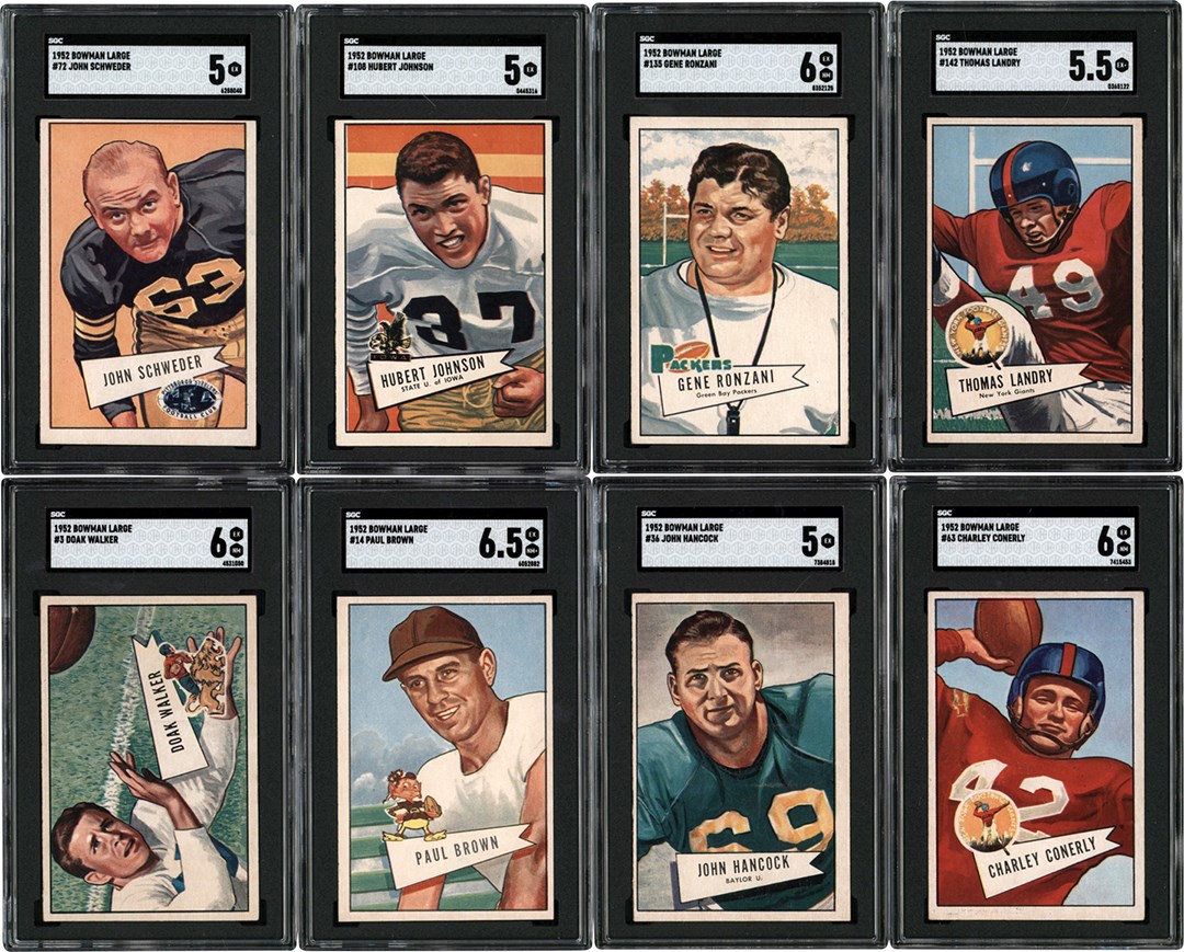 1952 Bowman Large Football SGC Collection (8) w/Landry