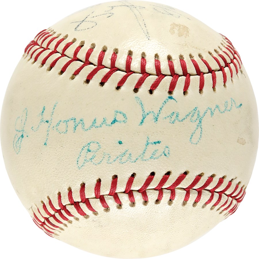 Baseball Autographs - 1946 Ty Cobb & Honus Wagner Dual-Signed Baseball (PSA EX-MT+ 6.5)