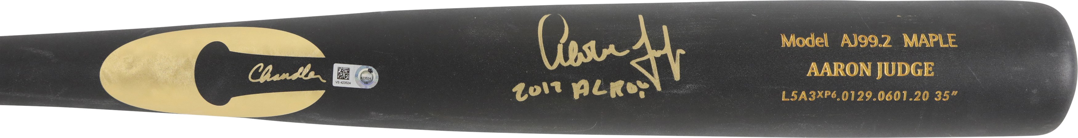 Baseball Autographs - Aaron Judge Signed Inscribed "2017 AL ROY" Game Model Bat (Fanatics & MLB Holo)