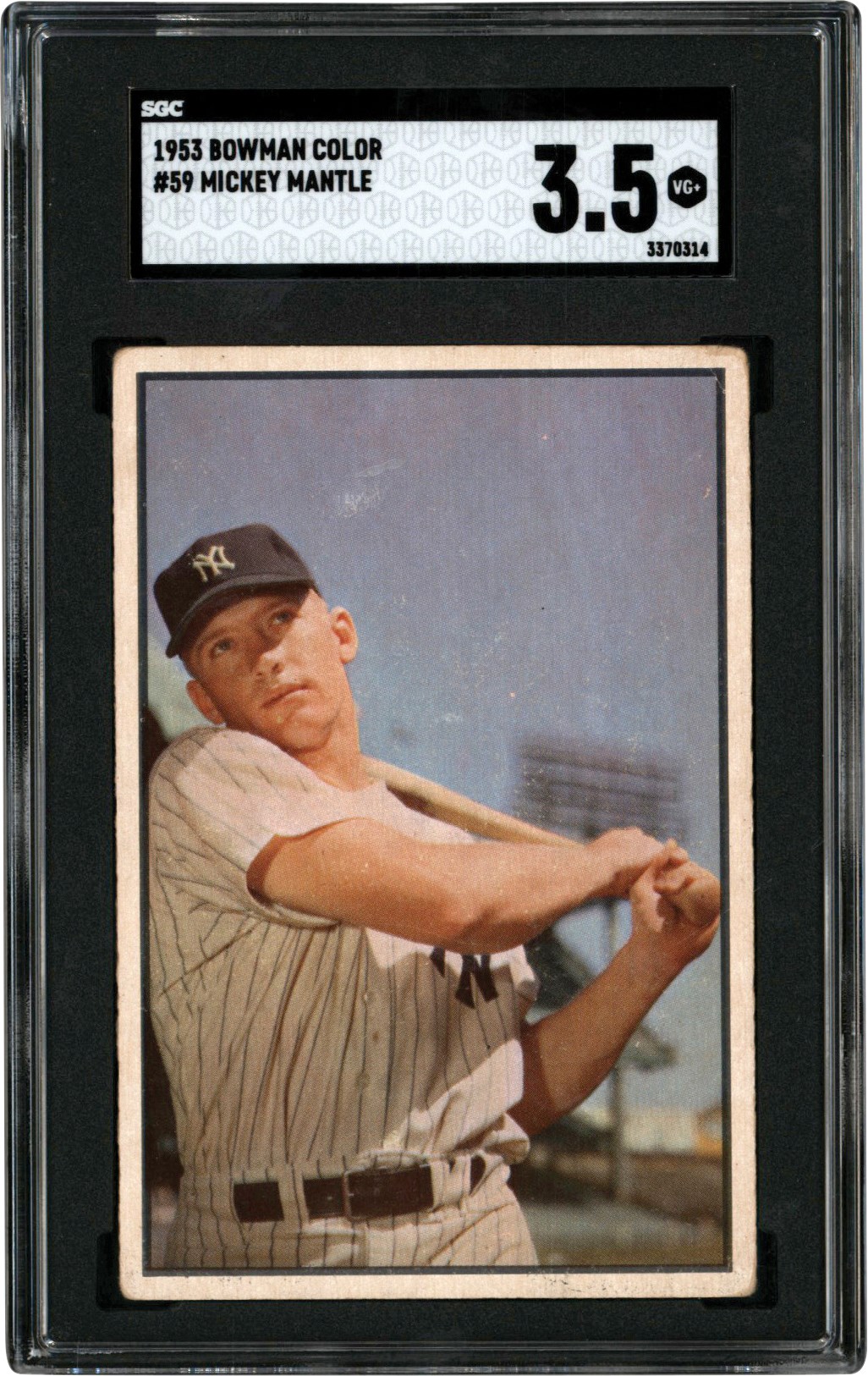 - 1953 Bowman Color Baseball #59 Mickey Mantle Card SGC VG+ 3.5