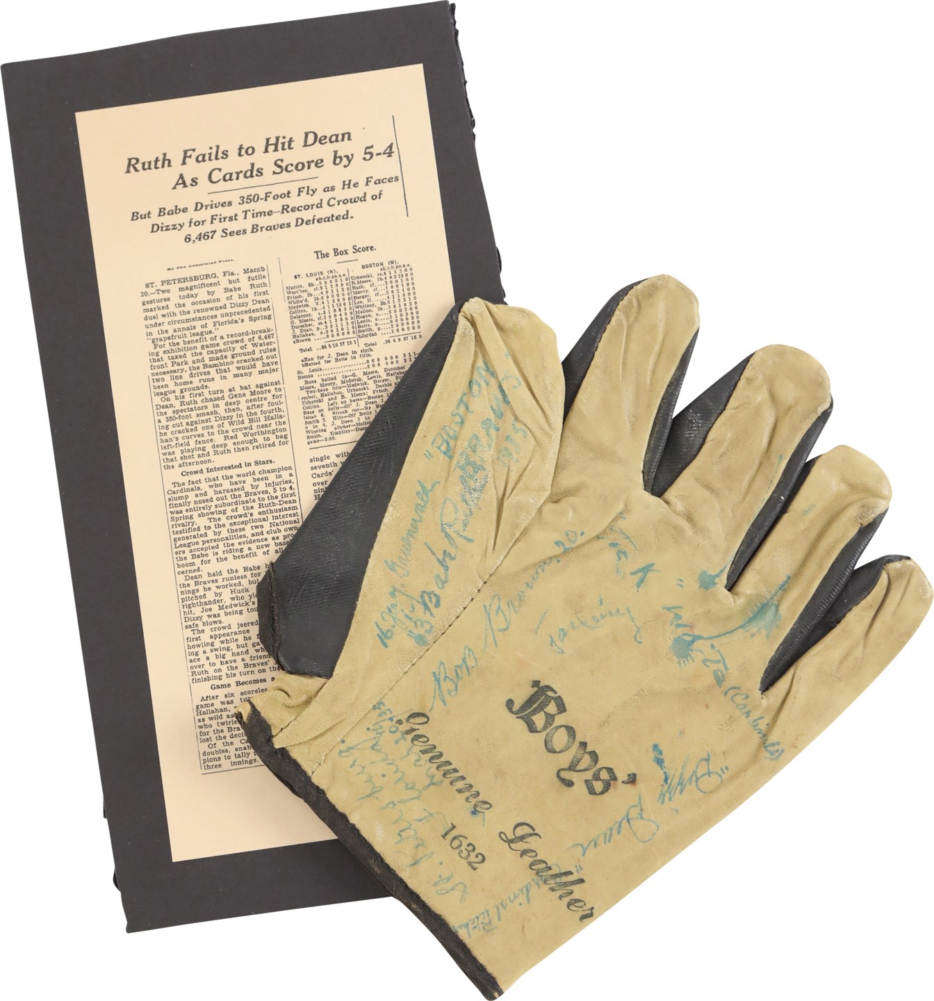 Ruth and Gehrig - Historically Important 1935 Babe Ruth Multi-Signed Glove (JSA)
