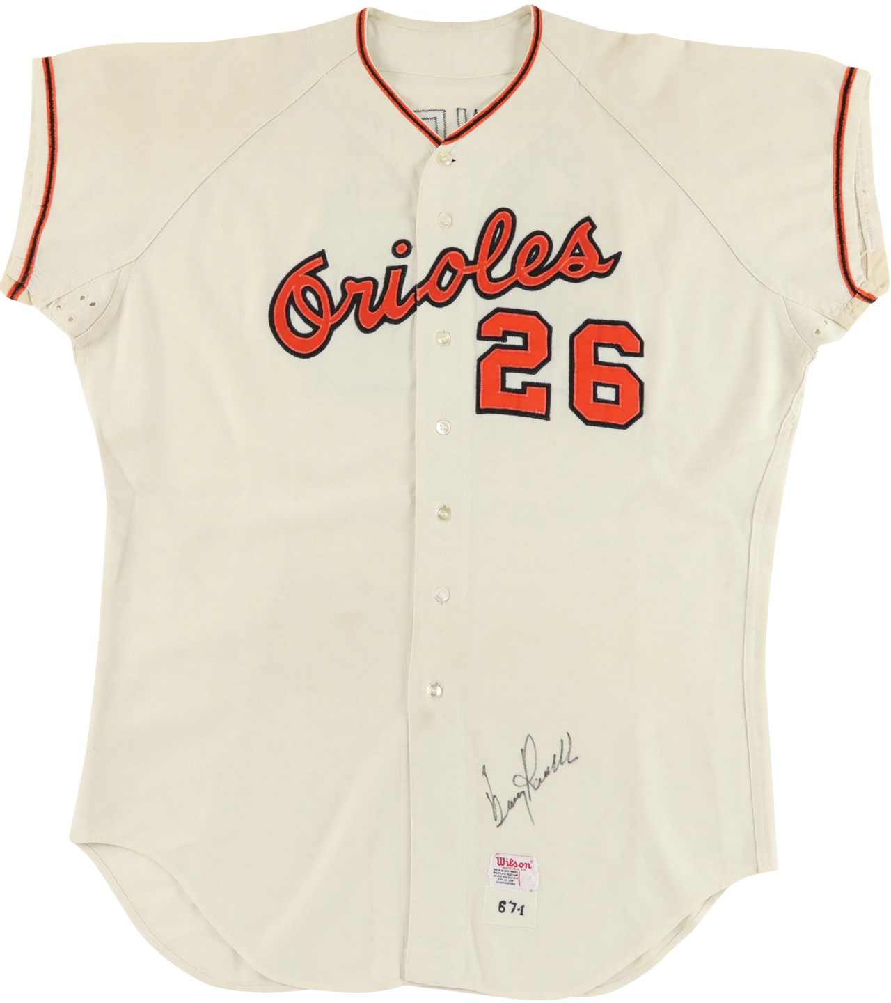 Baseball Equipment - 1967 Boog Powell Baltimore Orioles Signed Game Worn Jersey