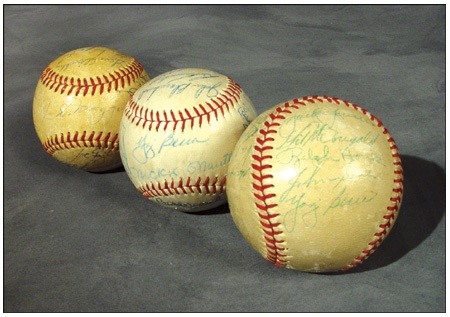 - 1949, 1951 & 1959 New York Yankees Team Signed Baseballs (3)