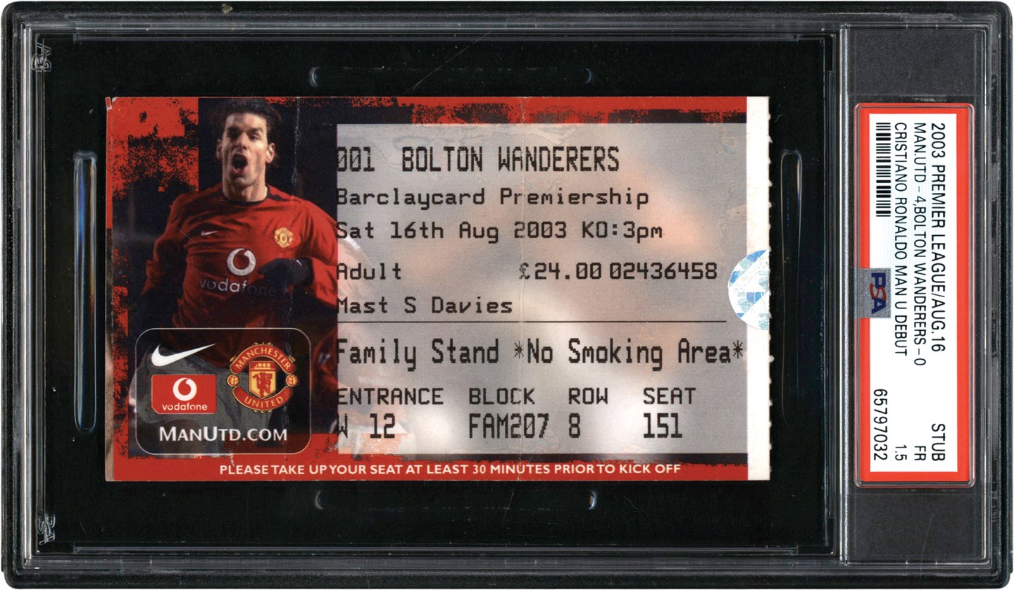 - 2003 Christiano Ronaldo Premier League Manchester United Debut Ticket Stub PSA FR 1.5