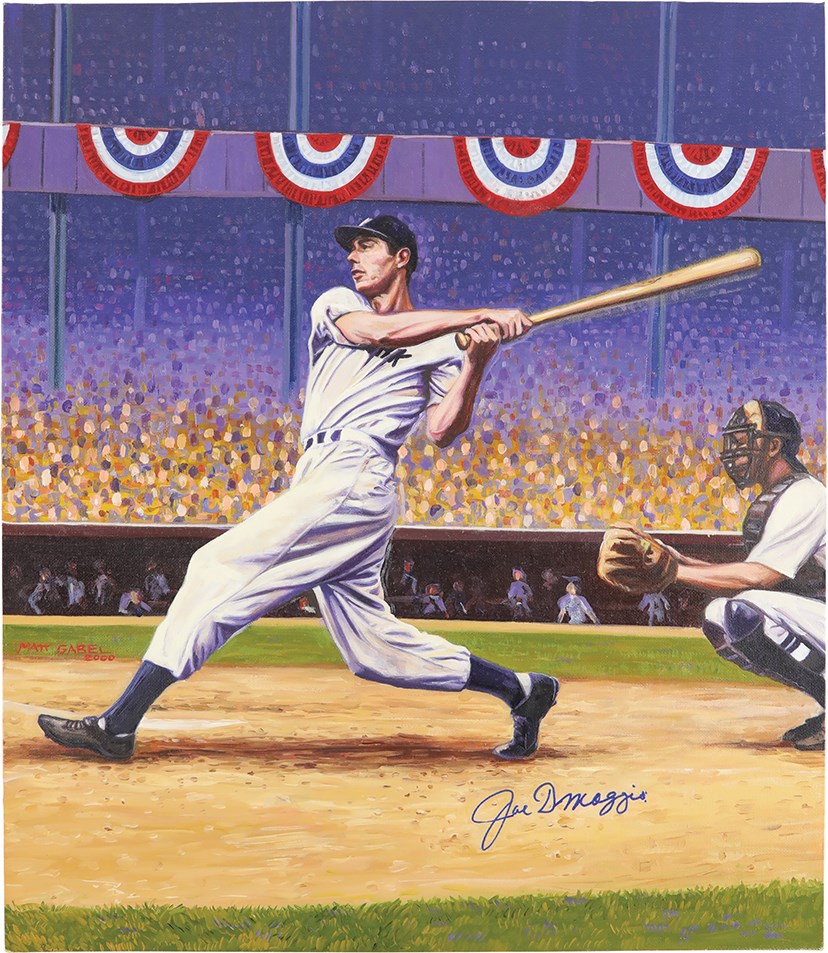 Baseball Autographs - Joe DiMaggio Signed Original Artwork (JSA)