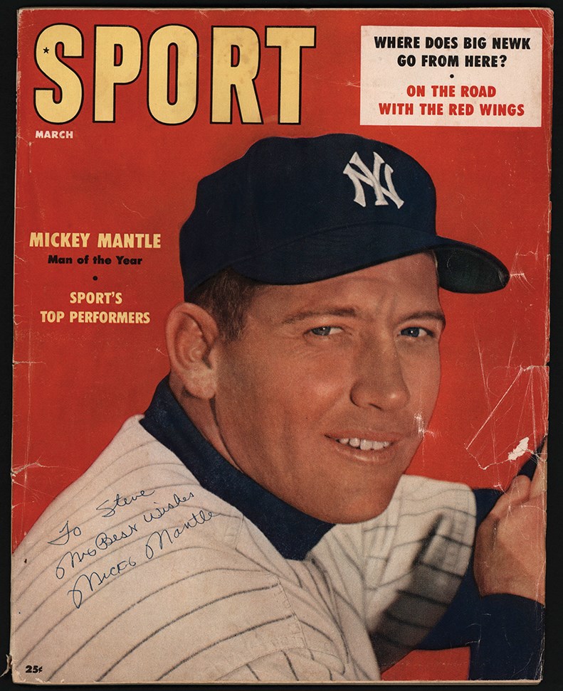 Mantle and Maris - 1957 Mickey Mantle Vintage Signed Sport Magazine