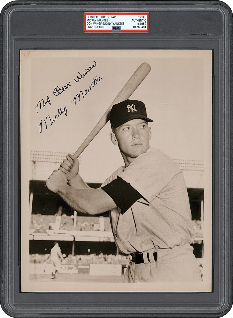 Mantle and Maris - Important 1952 Mickey Mantle Period Signed Original Photograph by Don Wingfield (PSA Type I)