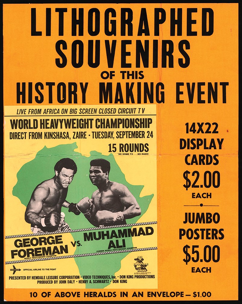 - 1974 Muhammad Ali vs. George Foreman (The Rumble In the Jungle) Souvenir Advertising Poster
