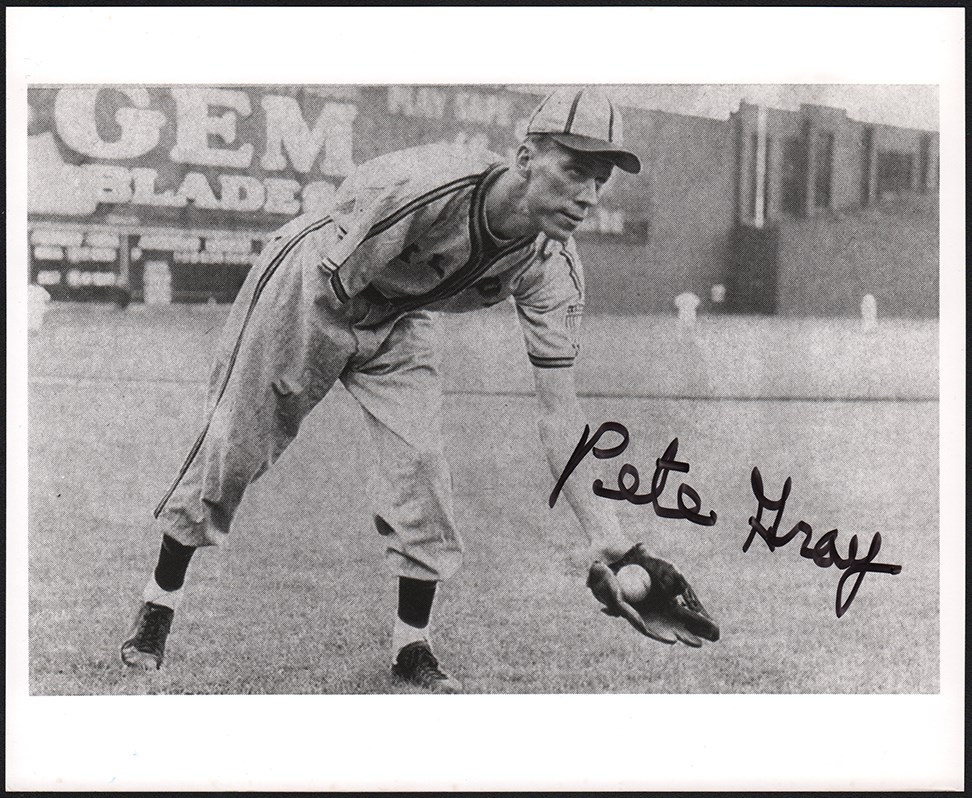 - Circa 1990 Pete Gray (One Armed Baseball Player) Signed Photograph