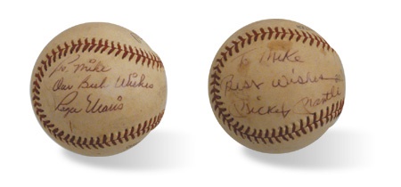 Mantle and Maris - Vintage Mickey Mantle & Roger Maris Signed Baseball “To Mike”