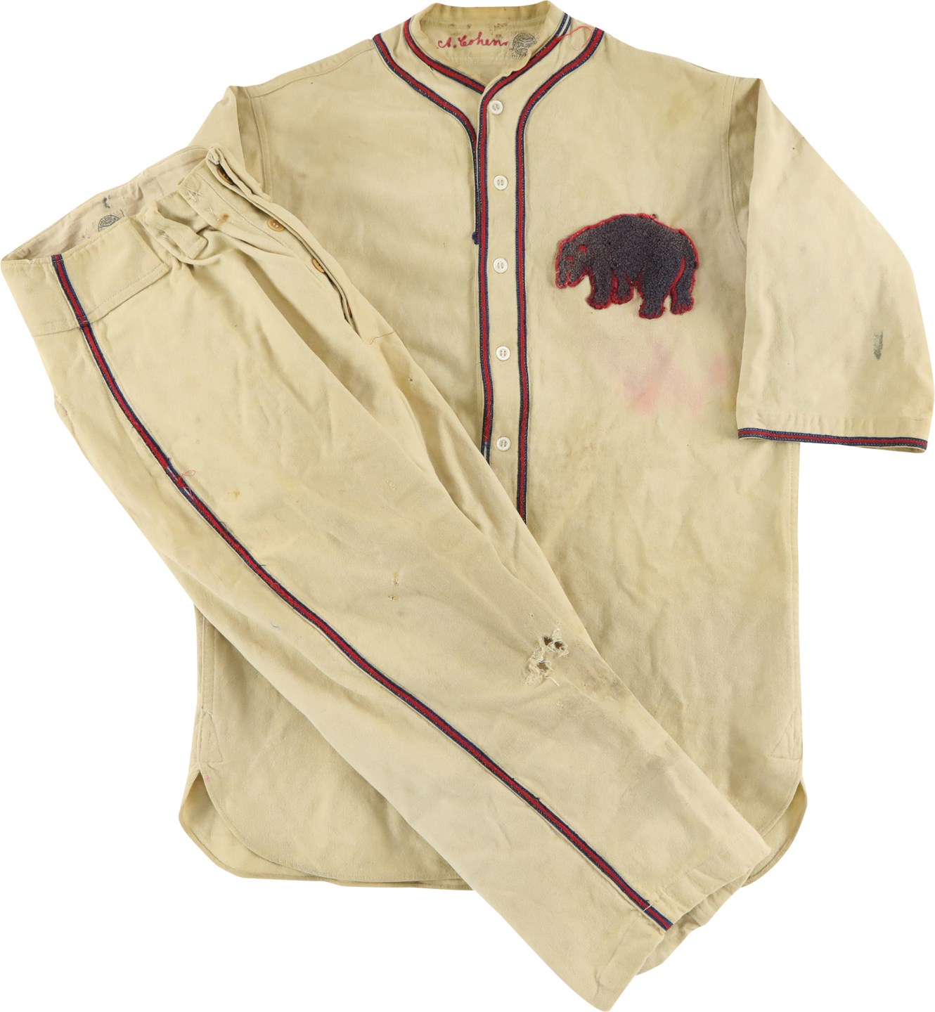 Baseball Equipment - Circa 1931 Andy Cohen Newark Bears Game Worn Jersey with Pants