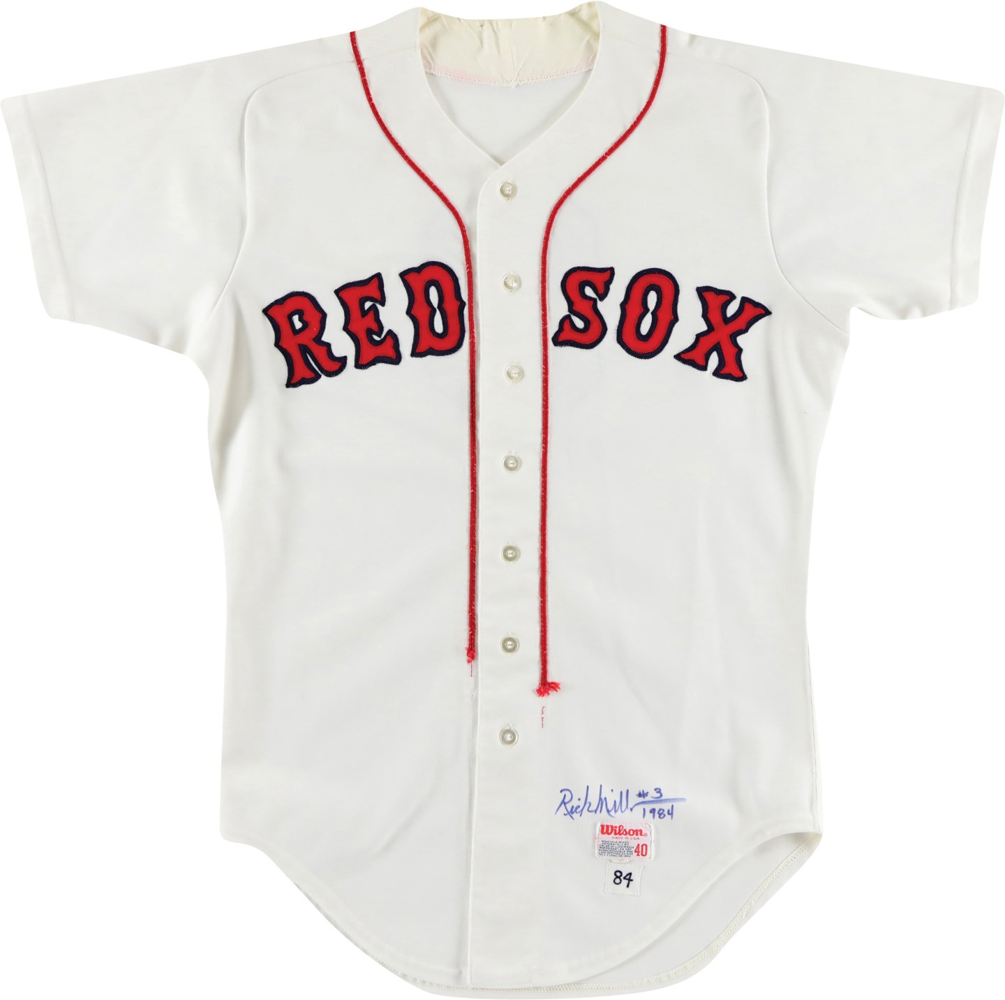 - 1984 Rick Miller Boston Red Sox Signed Game Worn Jersey
