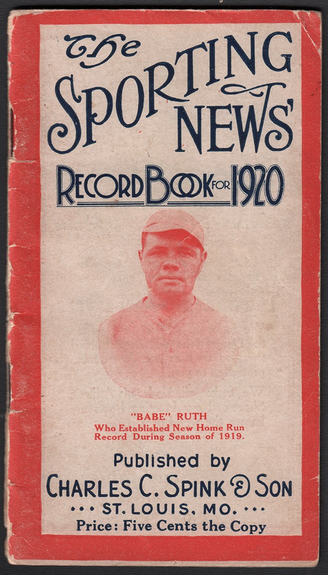 1920 The Sporting News Record Book w/Babe Ruth on Cover