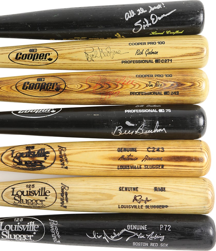 Baseball Equipment - 1980s Game Ready Signed Bat Collection w/Jim Rice (7)