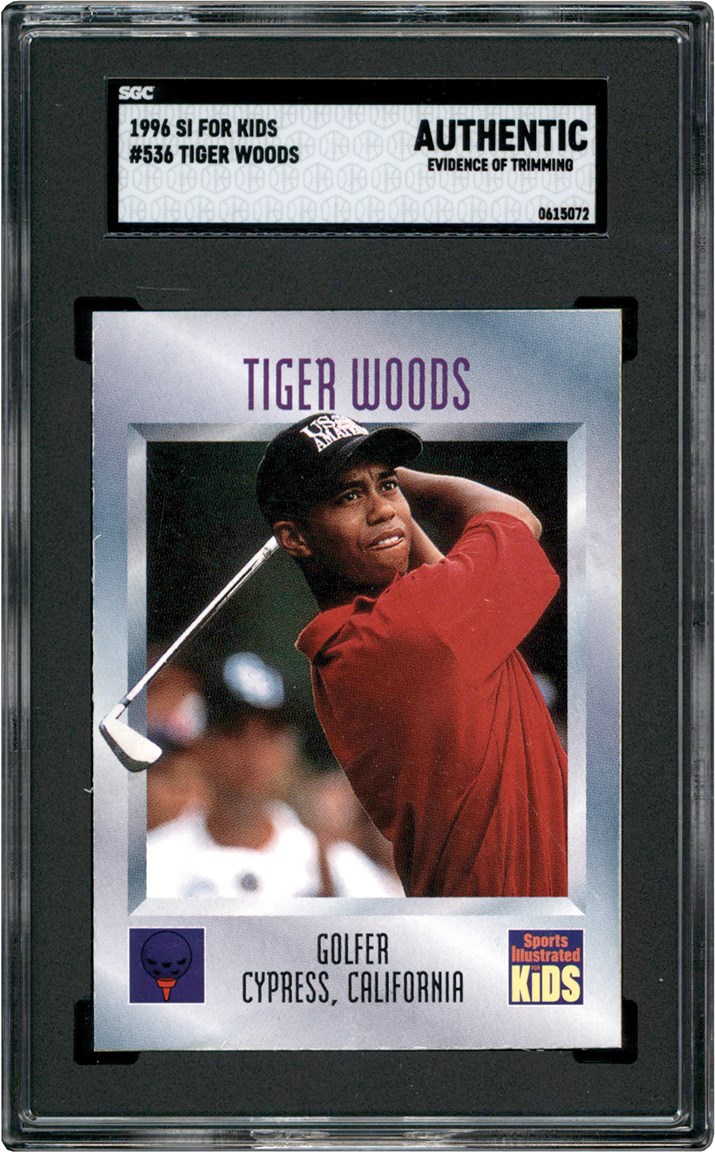 - 1996 SI For Kids #536 Tiger Woods Card SGC Authentic (Full Size)